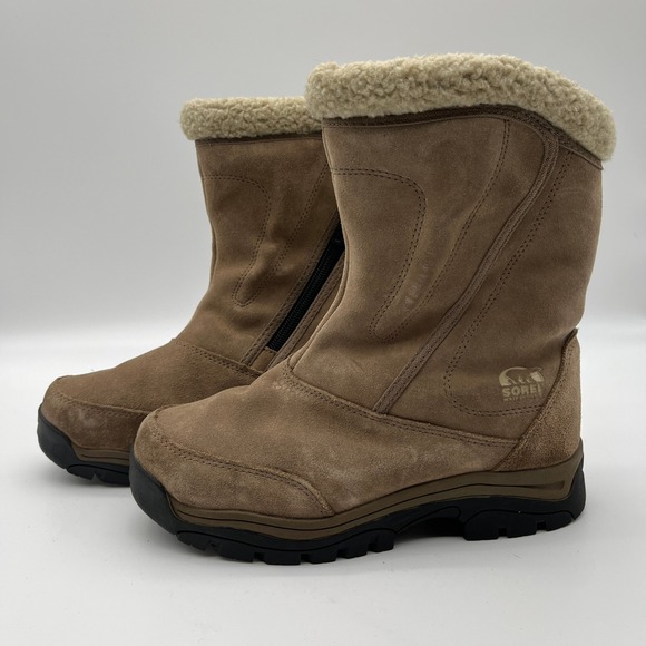 Sorel Water Fall NL1964-250 Tan Suede Waterproof Winter Boots Women 7 Thinsulate - Picture 3 of 10